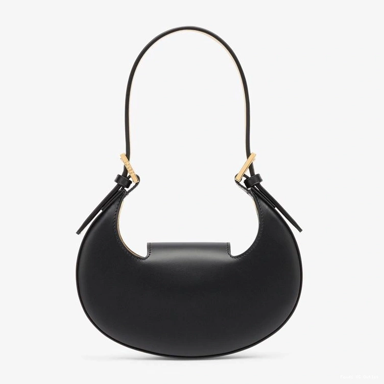 Vintage HOT In Leather Bag Fendi Black Mini Hobo Cookie Calf 0710